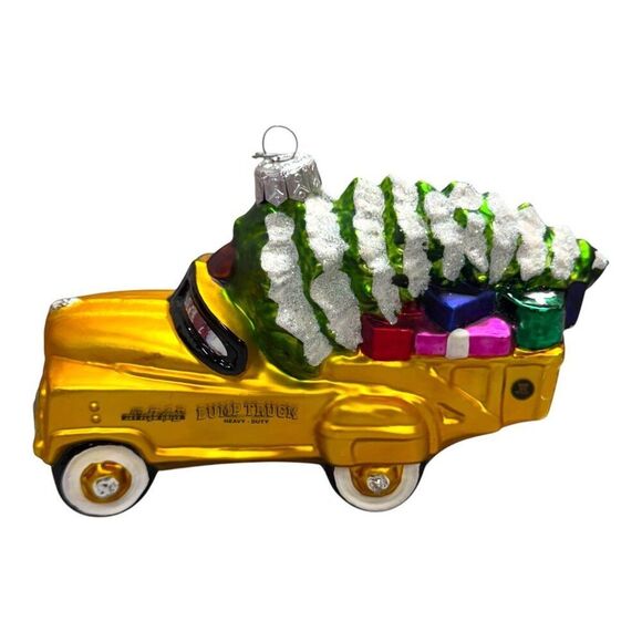 Hallmark Crown Reflections 2000 Yellow Truck Glass Ornament Christmas Tree Gifts - Picture 2 of 12